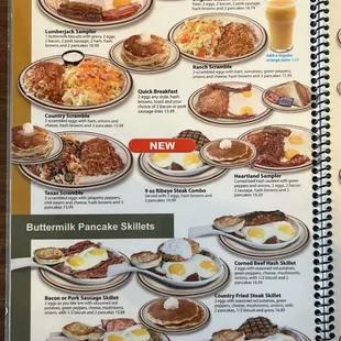 a menu for breakfast