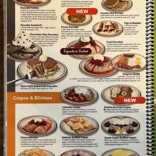 a menu for breakfast
