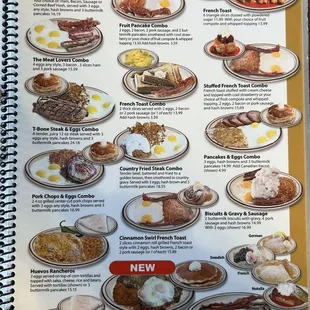 a menu for canadian breakfast combos