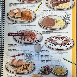 a menu for breakfast