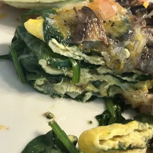The layers of the Beef Spinach Omelette