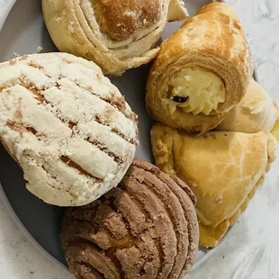 a variety of pastries on a plate