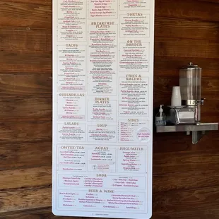 Updated Menu &amp; pricing as of 3/11/2022.