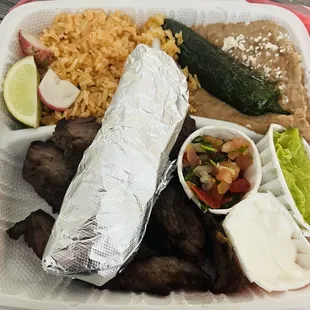 Carne Asada*Beans* Rice*Tortillas*