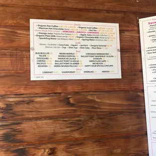 Drink menu