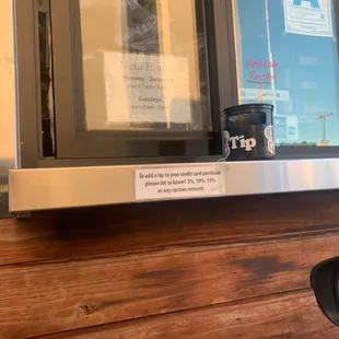 Drive-thru: MENTION TIP BEFORE THEY CHARGE IT
