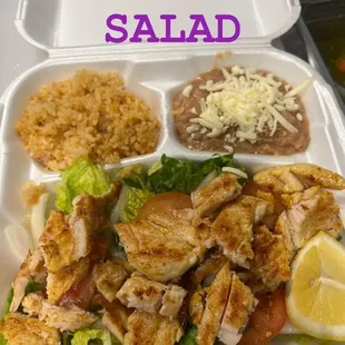 Chicken salad with rice and beans