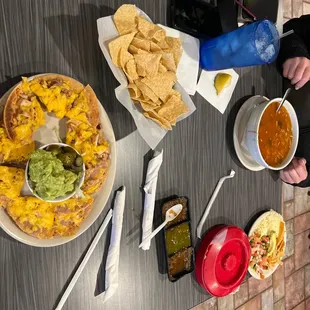Nachos and tortilla soup.