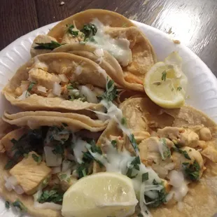 Chicken tacos  huge Chuck&apos;s of chicken