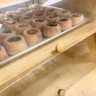a tray of doughnuts