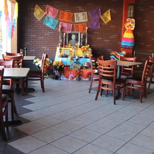 Dinning area with some traditional decorations