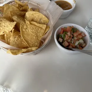 Chips and salsa and pico de gallo