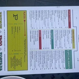 menu