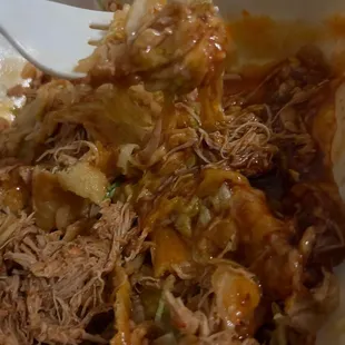 The chicken inside was okay, but there was congealed chunks of cheese swimming in a terrible enchilada sauce that just tastes off.