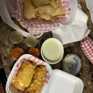 Crispy Bean Burrito and Queso