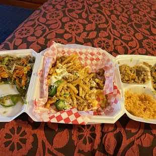 The fries were good but the meat chunks in jalapeño juice weren&apos;t particularly good.