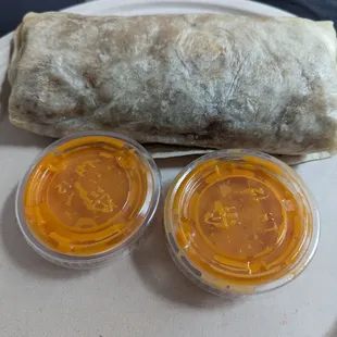 Breakfast burrito with bacon and habanero salsa