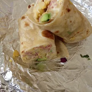 Breakfast burrito the size of your forearm!