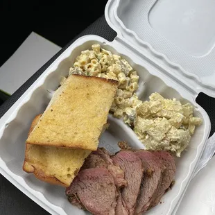 Tri tip combo with garlic bread, potato and macaroni salad