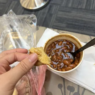 First time I tried this place - cornbread &amp; bbq beans. The best breakfast combo i&apos;ve ever had in my life.