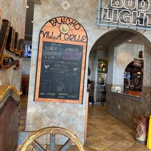 a sign in a restaurant