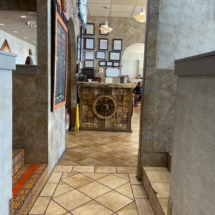 the entrance to the restaurant