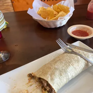Burrito and fresh chips