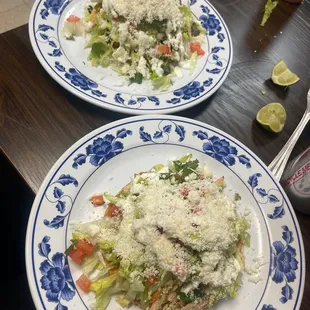 two plates of food on a table