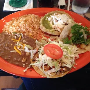 Pick three! Sopa, tacos, y tostadas!