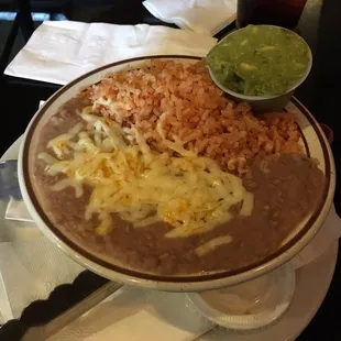 Side of rice and beans for the fajitas