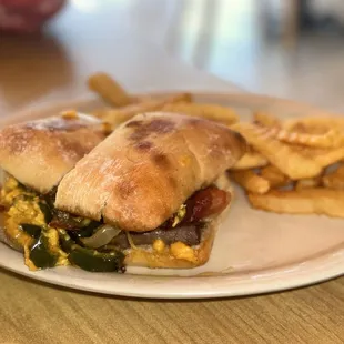 Philly cheese, steak and fries