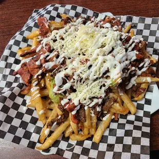 Chukis fries (carne asada and adobada)