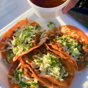 4 orders of taco dip (each comes with 1 cup of consommé)