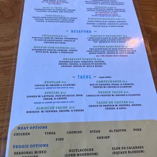 menu