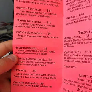 menu