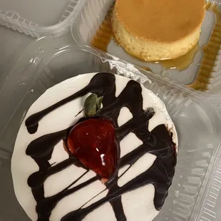 a dessert with a strawberry on top