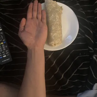 Carne asada burrito the size of a soft taco, Taco Bell has bigger more filling burritos