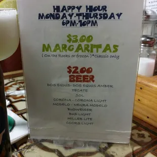 a sign for margaritas