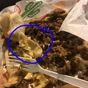 Carne Asada Fries With a rubber glove in it!