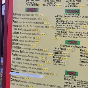 Burrito prices have gone up since the last time I was here