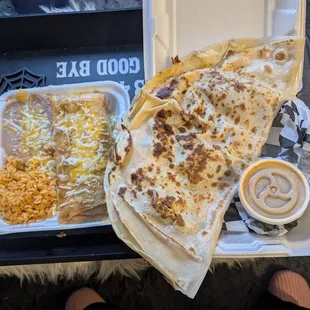 Shredded beef chimichanga &amp; Birria quesadilla