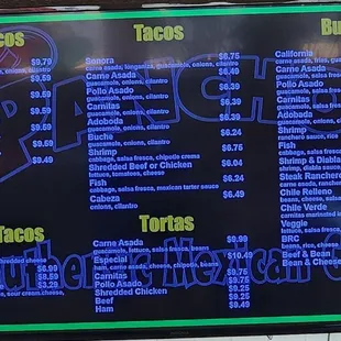 Menu as of 11/22/22.