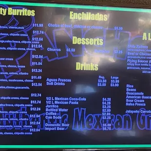 Menu as of 11/22/22.