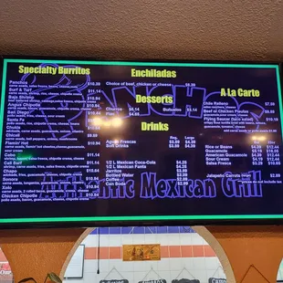 menu