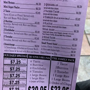 menu