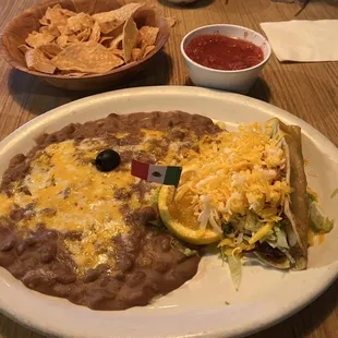 My lunch taco plate with all beans and no rice