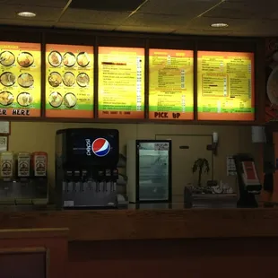 menus and drinks