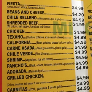 menu
