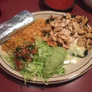 Chicken Poblano lunch. It looks great.