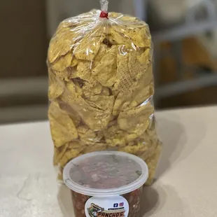 Homemade tortilla chips and fresh made pico de gallo